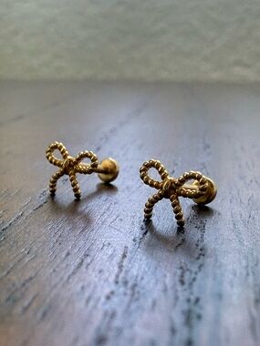 *Brand New* 14K Micro Bow Earrings from Adornmonde